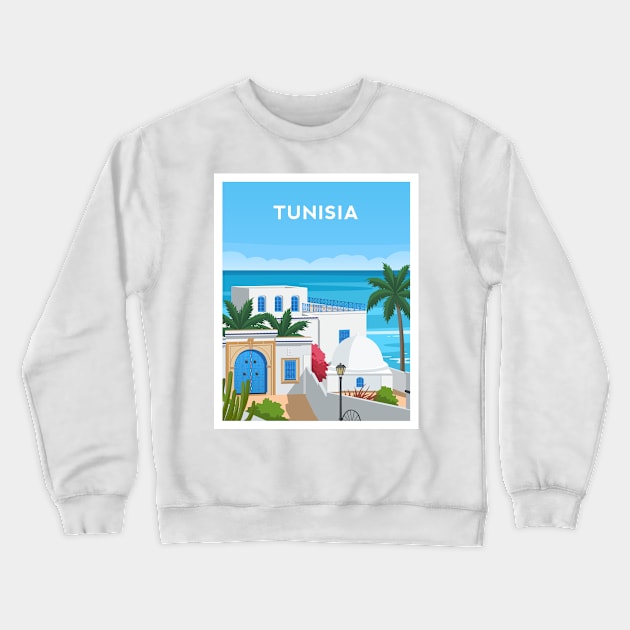 Tunisia, Sidi Bou Said Crewneck Sweatshirt by typelab